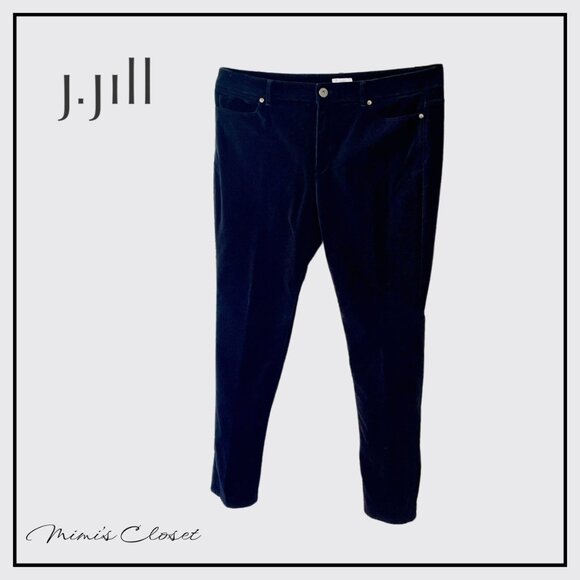J.JILL Luxe Velveteen-Stretch High-Rise Ankle Jeans Black 14 - Picture 1 of 11